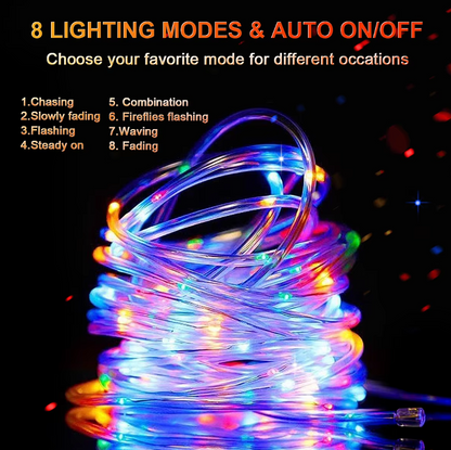 Waterproof Christmas LED Rope Lights with Solar Panel