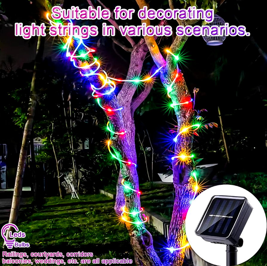 Waterproof Christmas LED Rope Lights with Solar Panel