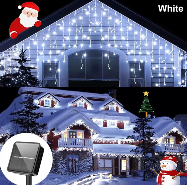 3.5M/7.5M Waterproof Solar Curtain Icicle Lights